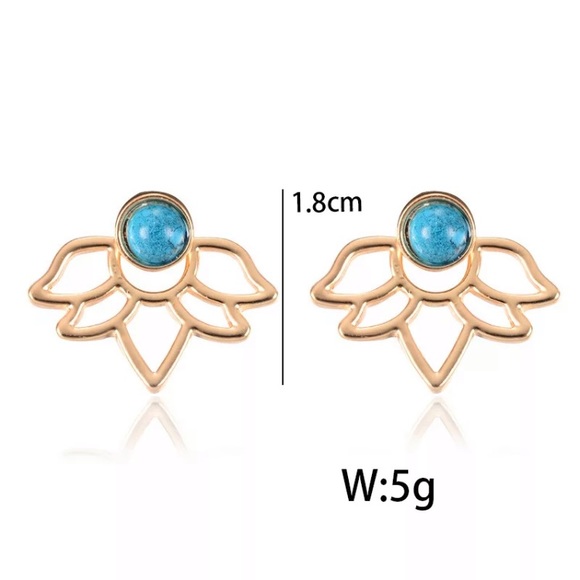 🆕 Lotus Leaf Earring Jacket Studs - Picture 6 of 7